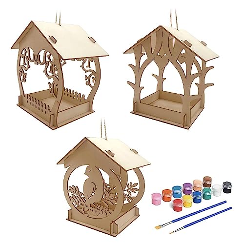 3 Stück Vogelfutterstation DIY Outdoor Vogelhaus Für Vögel Klettern DIY Malerei Handwerk STEM Malerei Kunst Aktivitäten Handwerk Bunte Vogelhaus