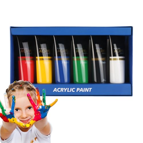 Nbhuiakl Acrylfarbe für Kinder, handgemaltes 6 Farben, Acryl-Pigment-Paste-Set, 14,3 x 3,2 x 5,4 cm, wasserfest, Holzmalerei-Set für Künstler, Kinder und Erwachsene