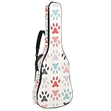 Tasche für Akustikgitarre mit mehreren Fächern, dicke Polsterung, wasserdicht, 108,9 x 42,9 x 11,9 cm, Hunde-Fußabdrücke