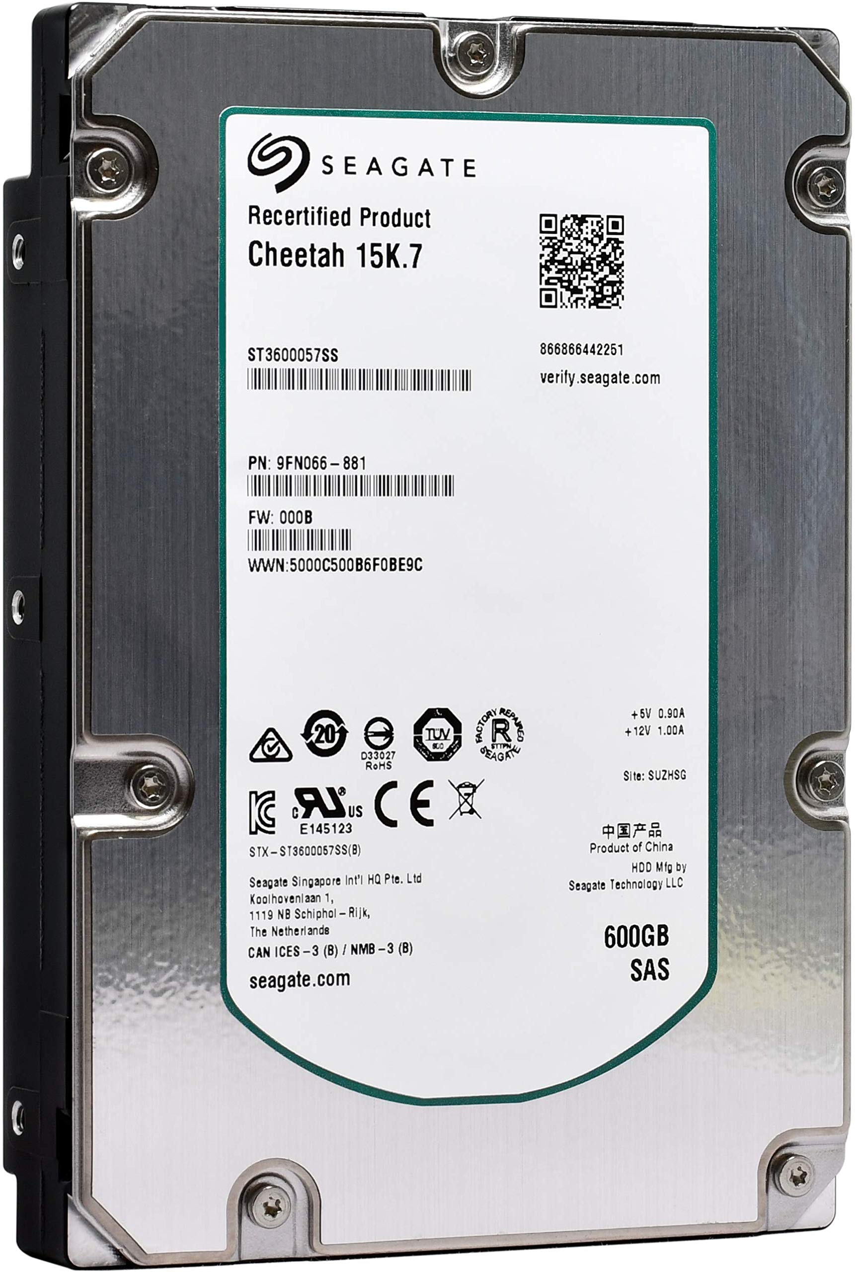 Seagate Cheetah 15K.7 | ST3600057SS | 600 GB 15.000 U/min SAS 6Gb/s 16MB Cache 3,5 Zoll interne Festplatte (Renewed)