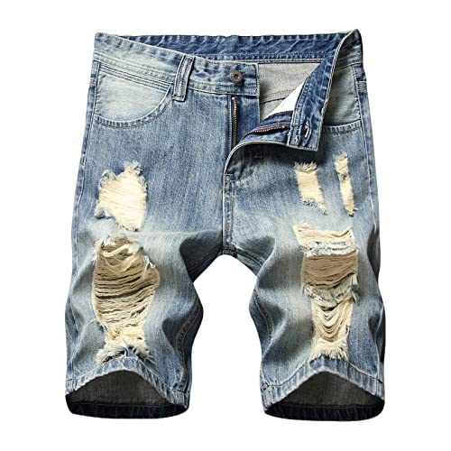 WANGTIANXUE Jeans Shorts Herren Kurze Hosen Herren Discounter Casual Bermuda Hose Kurze Männer Basic Stretch Shorts Slim Fit Shorts Baumwolle Denim Kurz Short Sommer Denim Half Pants Herrenshorts