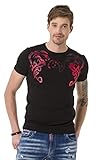 Cipo & Baxx Herren T-Shirt Print Rundhals Kurzarm Baumwolle Freizeitshirt Steinbestickung Shirt CT679 Schwarz L