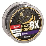 Jaxon Geflochtene Schnur Black Horse Catfish Wels Wallerschnur Braided Line 250m (0,09€/m) (0,45mm/Tragkraft 65kg)