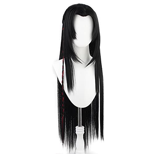 LINLINCD-Wig Anime Cosplay Anime Tian Guan Ci Fu Cosplay Hua Cheng Perücke Geflochtenes Schwarzes Langes Glattes Haar Himmel Offizieller Segen Chinesischer Altertümlicher Stil