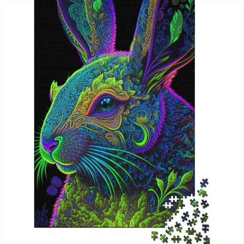 Kunstpuzzle für Erwachsene 1000 Teile, Psychedelische Kaninchen für Erwachsene, 1000 Teile Puzzlegeschenke, Lernspielzeug, Familienspiele (Größe 75x50cm)