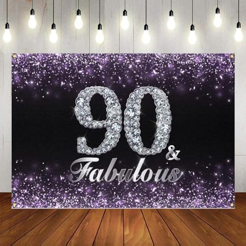 Alles Gute zum 90. Geburtstag Gold Rosa Hintergrund Fotografie Hintergrund Banner 90 Geburtstag Party Dekorationen Zubehör Banner Poster 300x200cm