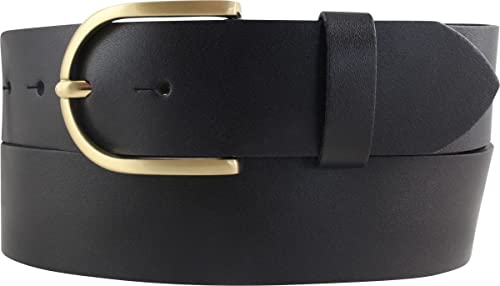 BELTINGER Damen-Gürtel aus 100% echtem Leder 4 cm | Jeans-Gürtel für Damen 40mm | Spaltleder-Gürtel in 4cm mit goldenerSchließe | Schwarz 105cm