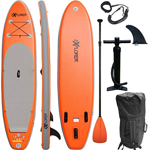 SUP Board EXPLORER Stand Up Paddle orange aufblasbar Paddel ISUP ALF2 320 cm