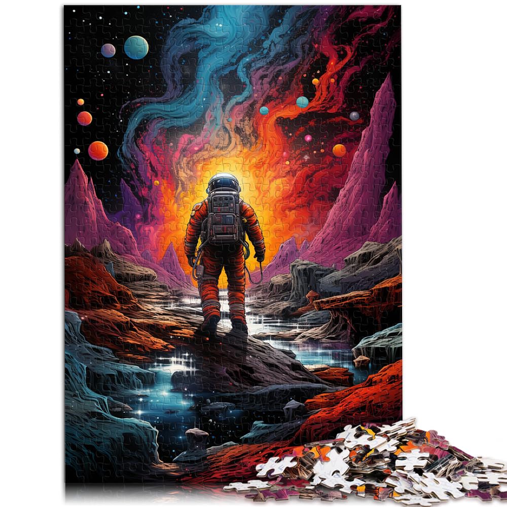 Puzzles Geschenke Spielzeug Bunte Zeichnung eines Astronauten Kunstpuzzles für Erwachsene 1000 Teile Holzpuzzle Familienpuzzlespiel Geburtstagsgeschenke 1000 Teile (50 x 75 cm)