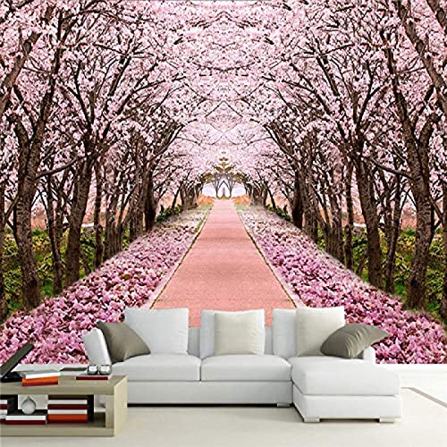 XLMING Romantische Kirschblüten-Baum-TV-Sofa-Hintergrund-Foto-Wanddekoration für die nahtlose Wandverkleidung des Hau fototapete 3d effekt tapete Wohnzimmer Schlafzimmer Hintergrundbild-350cm×256cm