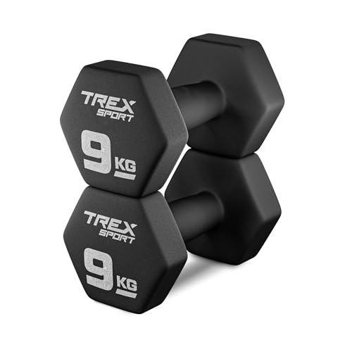 TREX SPORT Neopren Hanteln Set | Kurzhanteln 2er Set 4kg-20kg | Hanteln Frauen & Männer Set (2x9kg)