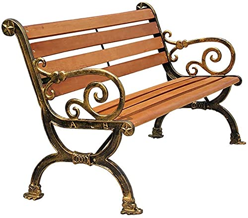 Outdoor-Bänke, Parkbank, Outdoor-Möbel, Veranda, Gartenbank, Parkbank, Outdoor-Loungesessel, Sitzbrett aus Gusseisen und Holzbeinen, Eisenbank mit Rückenlehne (Bronze) (Schwarz (Bronze))