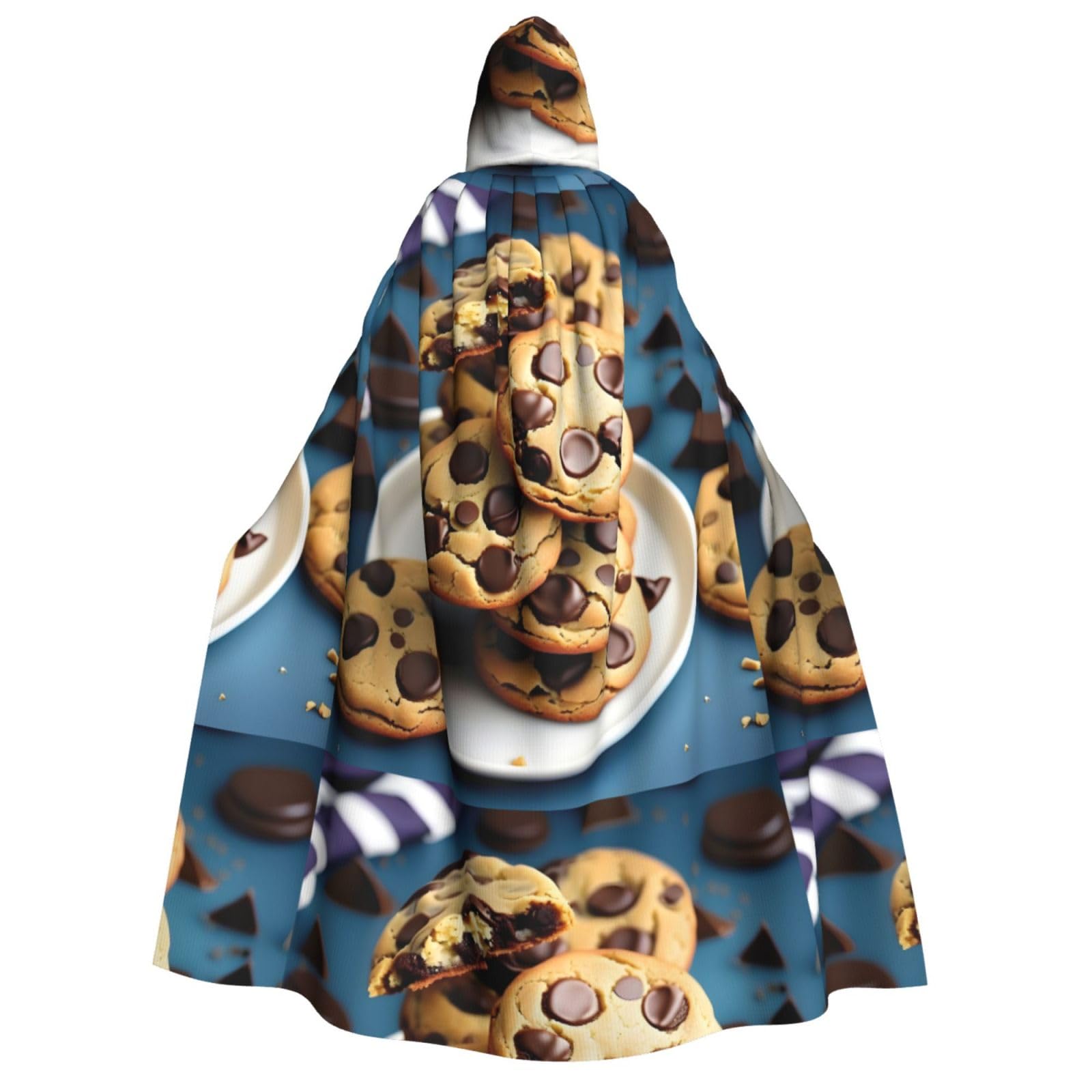 WURTON Cookies Food Schokoladenstückchen Kekse Druck Unisex Kapuzenumhang Halloween Karneval Vampir Cosplay Umhang Kapuzenumhang Kostüm