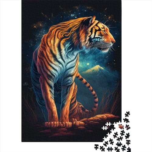 1000 Teile für Erwachsene, schwierige Puzzles, Ein Tiger in der Nacht, Holzpuzzles für Teenager, Geschenke, dekomprimierendes intellektuelles Lernspielzeug, 75 x 50 cm