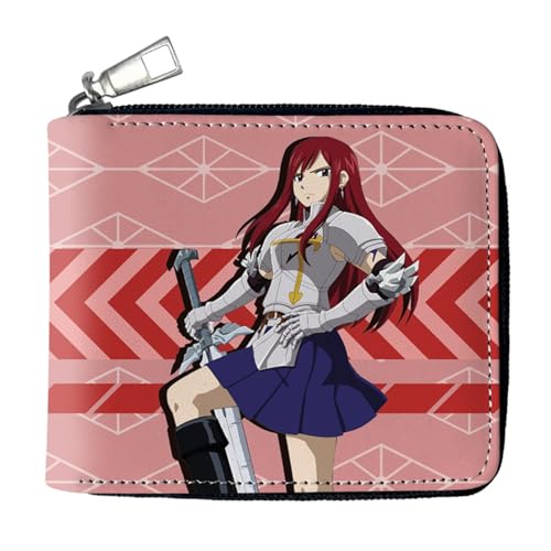 RYNDEX FAI-ry TA-il Geldtasche Anime, PU-Leder Münzbörsen mit Reißverschluss, Mädchen Geldtasche mit Münzfach und Geldscheinfach(Color:Multicolor 6)