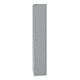 BISLEY Garderobenschrank Office, 1 Abteil, 1 Fach, T 457 mm, Metall, 355 Silber, 45.7 x 30.5 x 180.2 cm