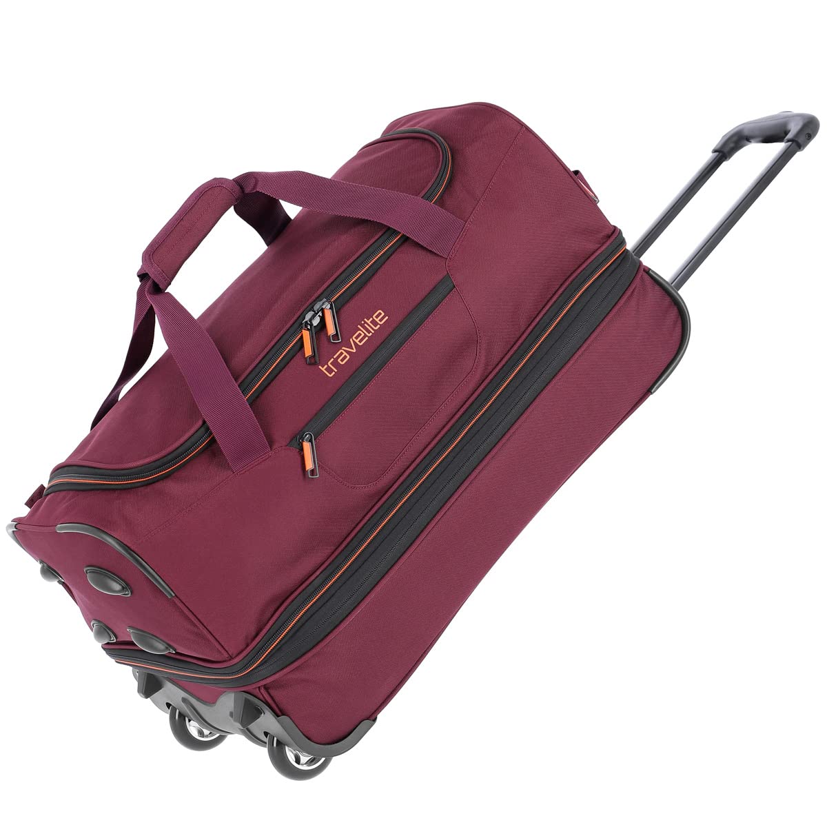 travelite Trolley Reisetasche mit Rollen klein, erweiterbar, BASICS, Weichgepäck Rolltasche mit Dehnfalte, 55 cm, 51 - 64 Liter