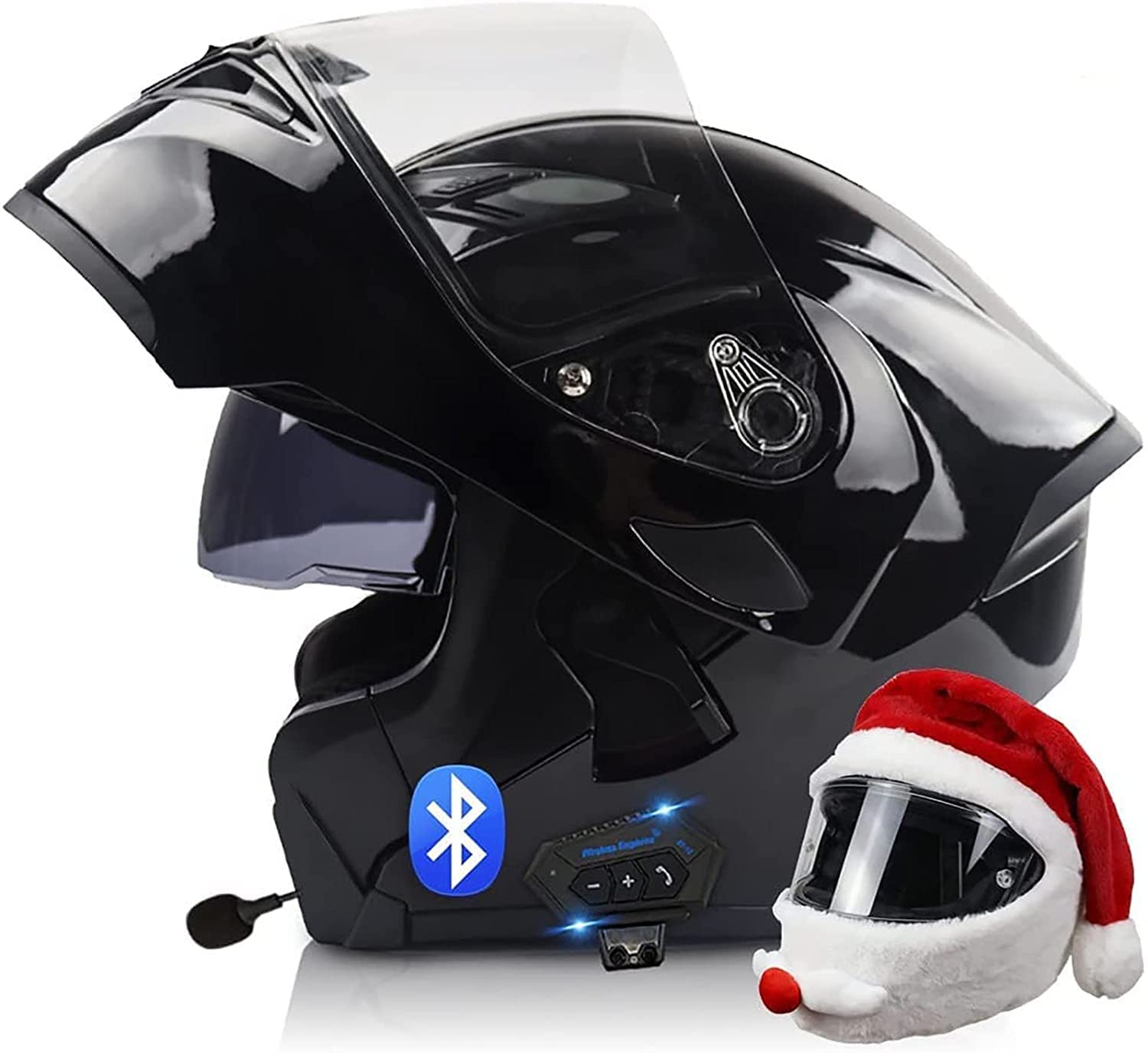 Integrierter Bluetooth-Helm Klapphelme Modularer Helm Integralhelm Motorradhelm,ECE/DOT-zertifizierter Moped-Motorcross-Elektrorollerhelm Mit Doppelvisier,für Damen Herren