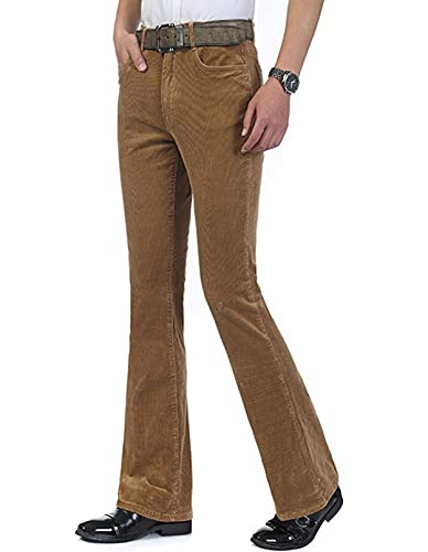 Idopy Herren Classic Corduroy Bell Bottom Flares Jeans Stretchy 60er 70er Jahre Bootcut Pants Hose