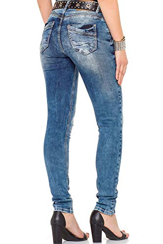 Cipo & Baxx Damen Jeanshose Denim Hose WD281 Blau W31 L34