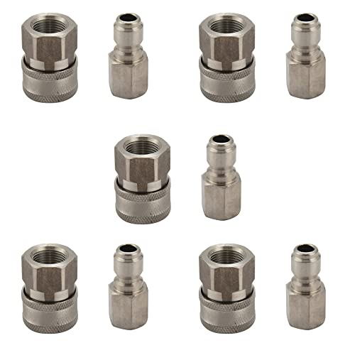 Kiudduy 5X Edelstahl Hoch Druck Reiniger Adapter Satz G3 / 8 Schnell Kupplungs Stecker und -Buchse