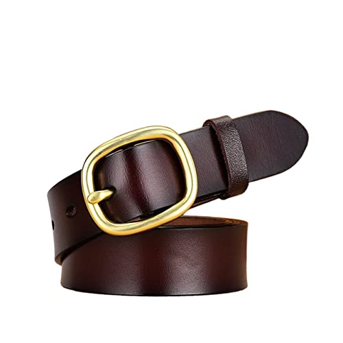 TaillengüRtel Damen,Breiter GüRtel Damen Taille Frauen Gürtel Echtes Leder Gürtel für Frauen Weibliche Gold Pin Schnalle Strap Fancy Vintage Für Jeans Dropshipping ( Size : 95 , Color : Gold Coffee )