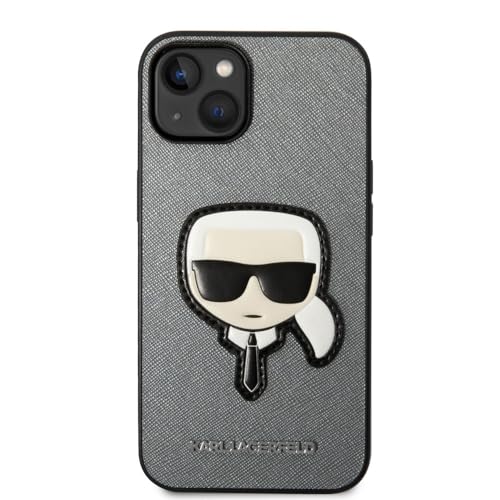 Karl Lagerfeld KLHCP14SSAPKHG hülle für iPhone 14 6,1" Silber/Silver hardcase Saffiano Karl`s Head Patch