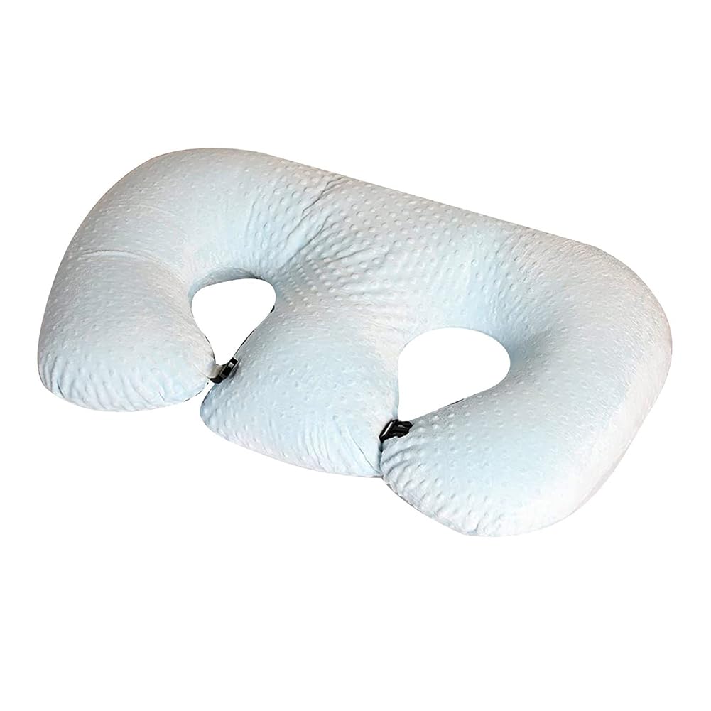 Zwillingskissen Stillkissen, Multifunktionales Pflegekissen für Zwillinge stillendes Kissen Twin Pillow, Feeding Pillow für Schwangere Frauen Baumwolle Twin Stützkissen (Blau)