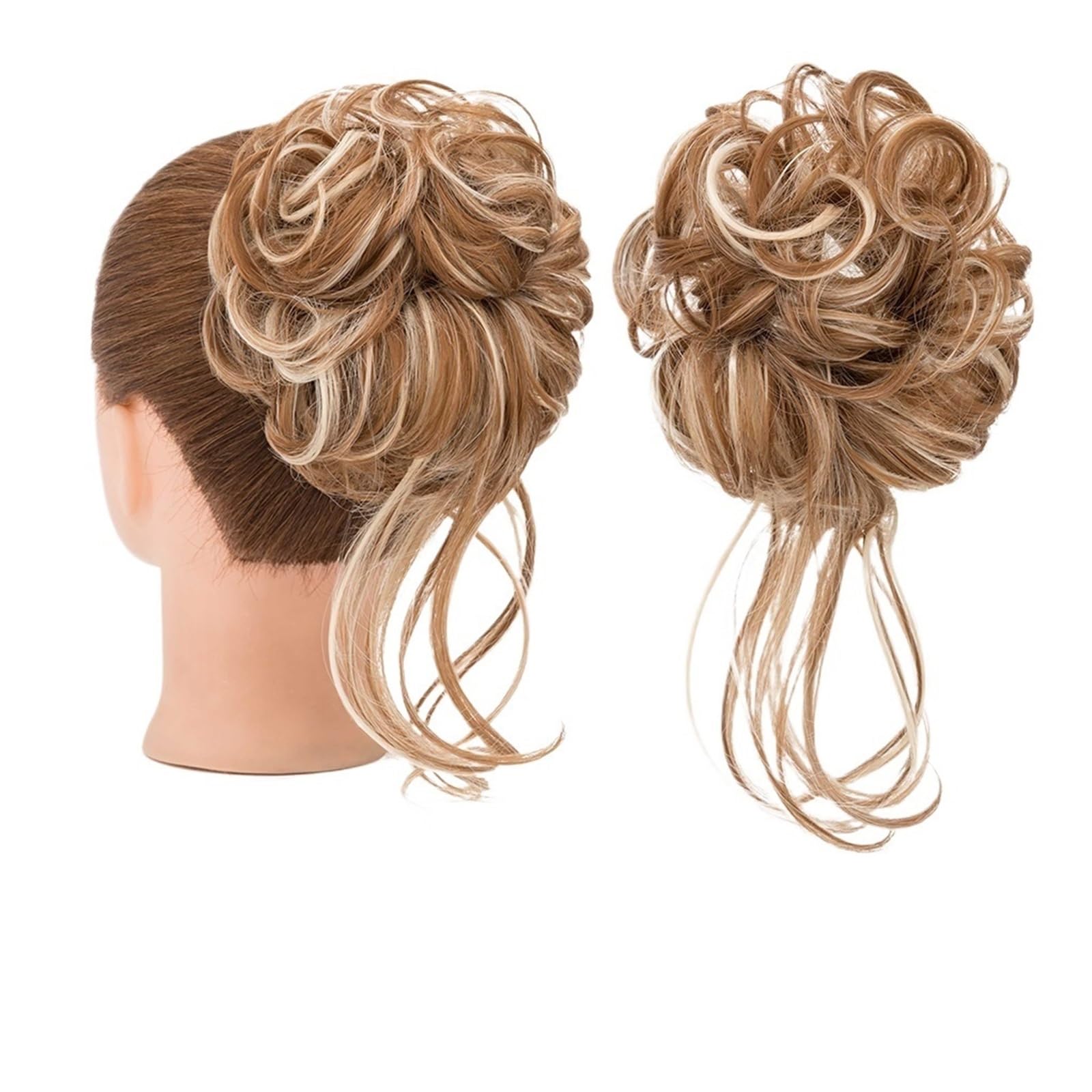 Haarteil Haargummi Synthetisches, lockiges, elastisches Band, Chignon, Donut mit Zöpfen, Haargummis, unordentliches Dutt-Haar, Hochsteckfrisur, Haarteile, Verlängerungen for Frauen Haarverlängerung(3)