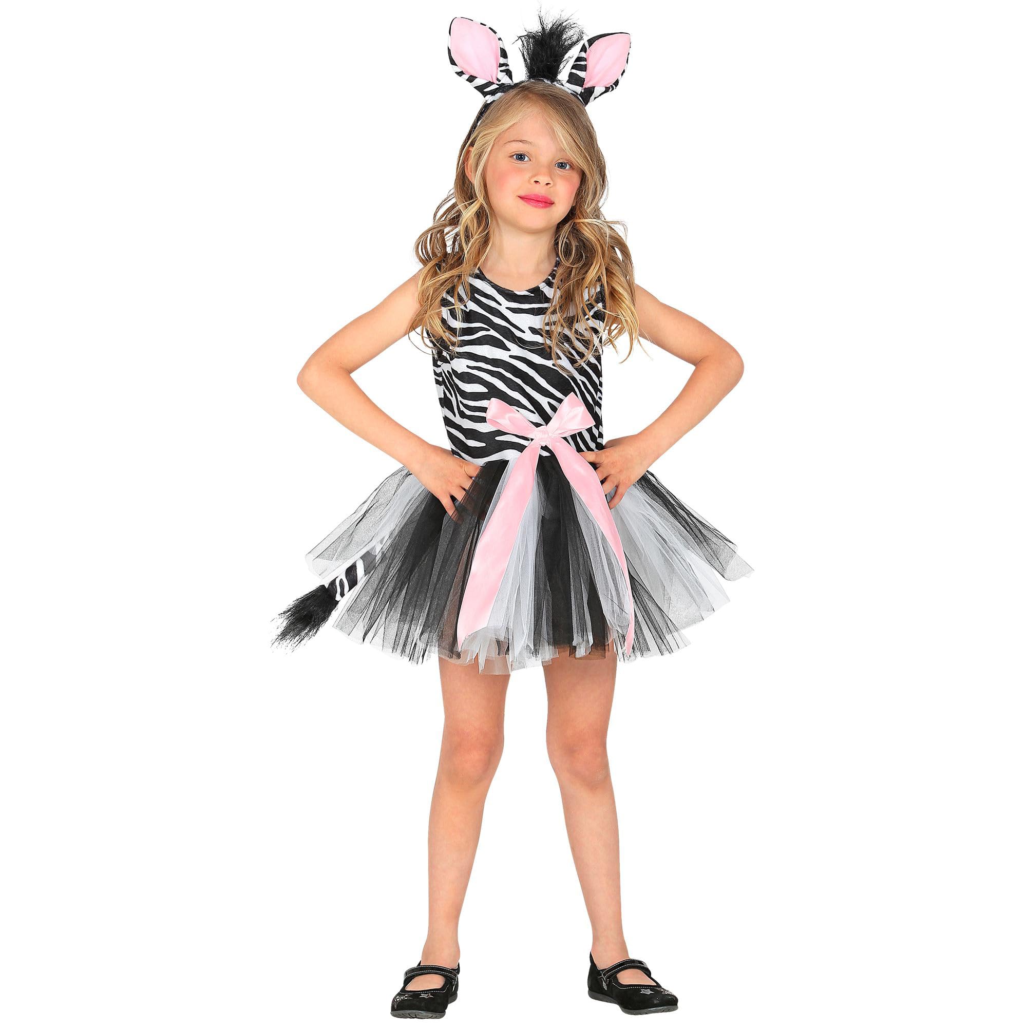 W WIDMANN MILANO Party Fashion - Kinderkostüm Zebra, Kleid mit Tutu, Tierkostüm, Faschingskostüme