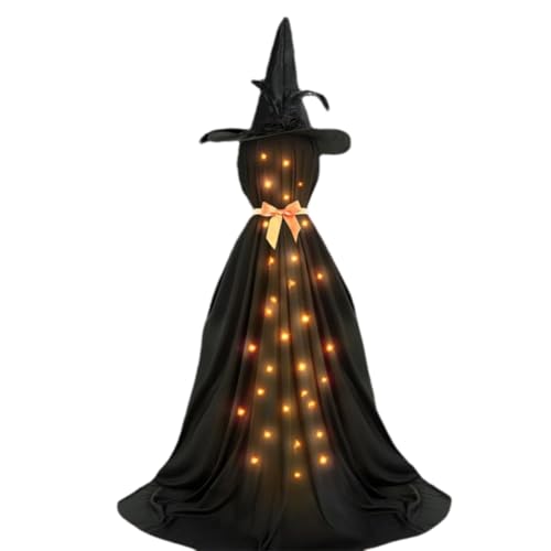 Remingtape LED Leuchtender Schwarzer Geist Halloween Geisterdekoration Stehender Geist Veranda Gartengeist Schwarzer Geisterschleierhut