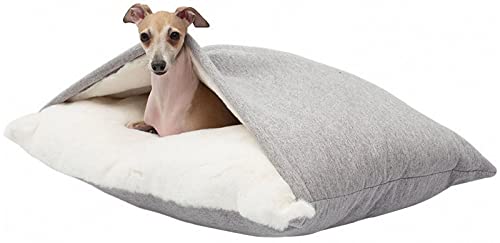 Hundeschlafsack, Waschbares Hundebett Orthopädisch mit Decke, Warmes Schlafsack Hund mit Abnehmbaren Deckel, Hundekorb/Katzenkörbchen Hundesofa für Kleine und Mittelgroße Hunde (Color : Gray, Größe