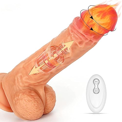 Realistischer 8 Zoll Dildo Thrusting Dildo mit 360 ° Drehung & Heizung Vibrator für Frauen G-Punkt Vibrierender Dildo Starker Saugnapf Teleskop Penis für G-Punkt Klitoris-Analstimulation