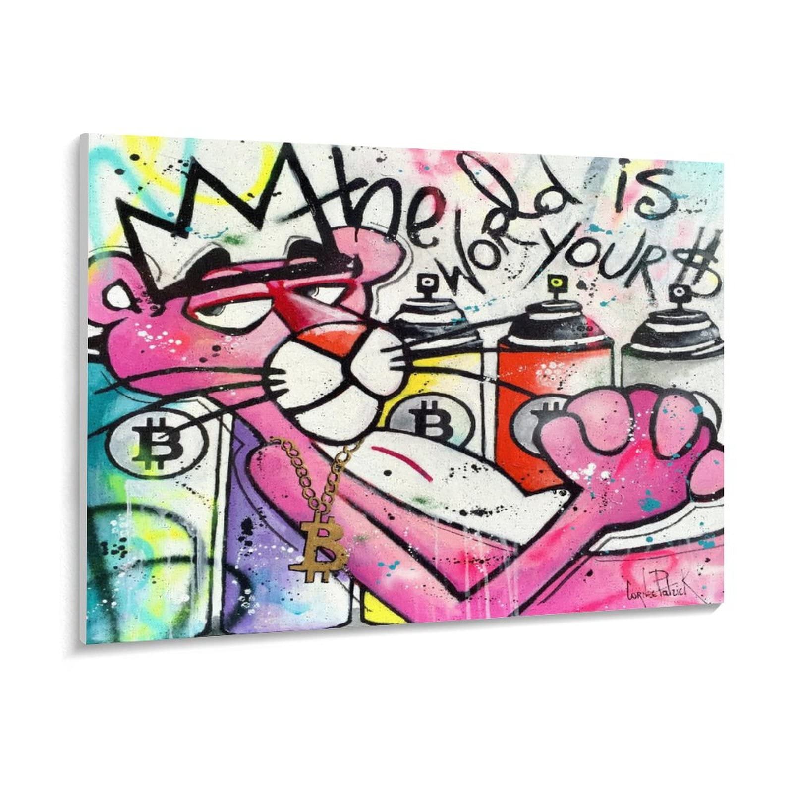 Puzzle 1000 Teile Graffiti Malerei Malerei Cartoon Kunst Anime Pink Panther Bilder Puzzle 1000 Teile Erwachsene Klassisches Puzzle DIY Kit Holz Spielzeug einzigartige Geschenkd（75x50cm）