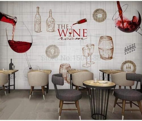 Vintage Leinen Textur Rotwein 3D Tapete Poster Restaurant Schlafzimmer Wohnzimmer Sofa TV Dekorative Wand-400cm×280cm