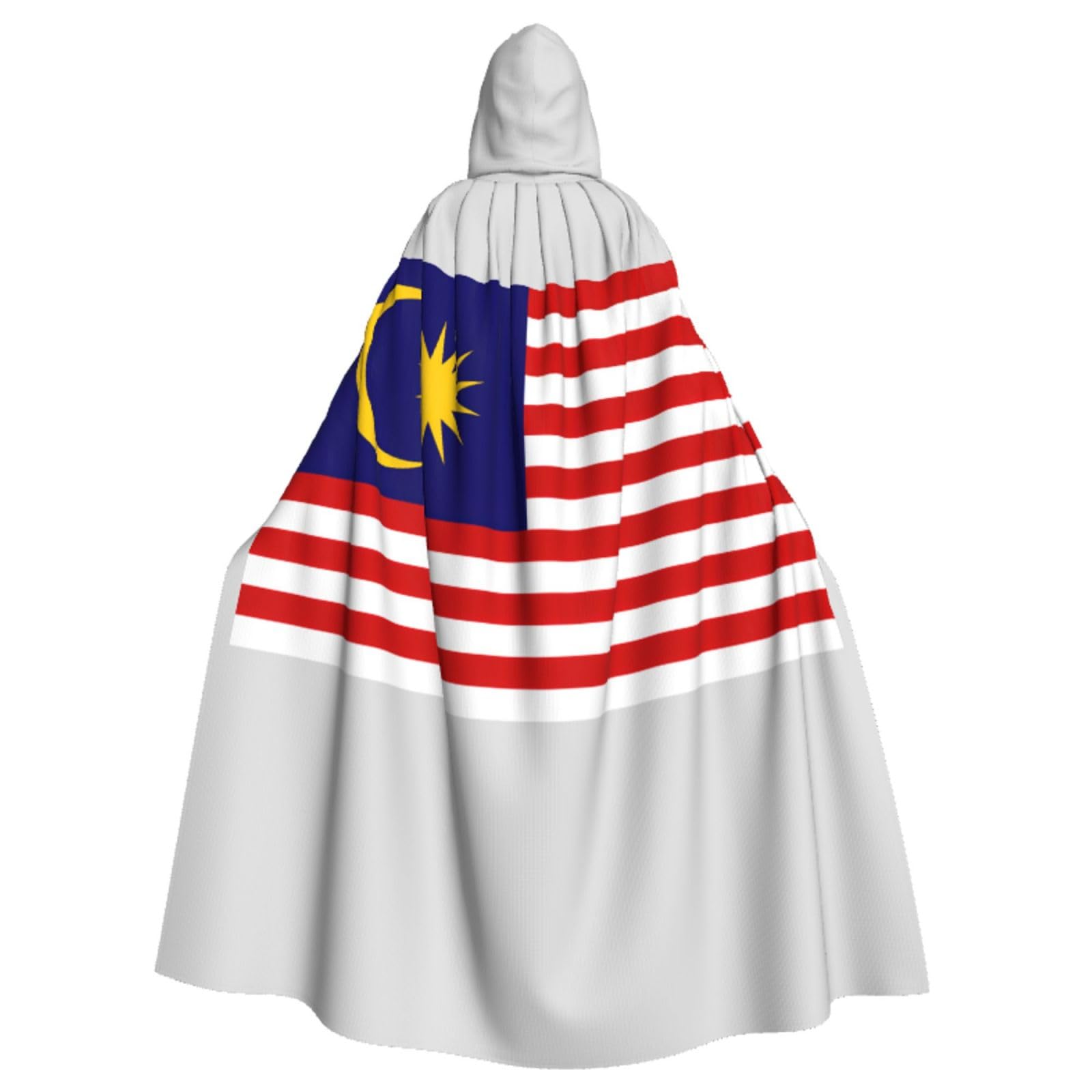 YQxwJL Halloween-Umhang mit Malaysia-Flagge, Herren, mit Kapuze, Renaissance-Umhang für Erwachsene, Cosplay, Hexenumhang