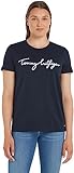 Tommy Hilfiger Damen T-Shirt Kurzarm Heritage Rundhalsausschnitt, Blau (Midnight), XS