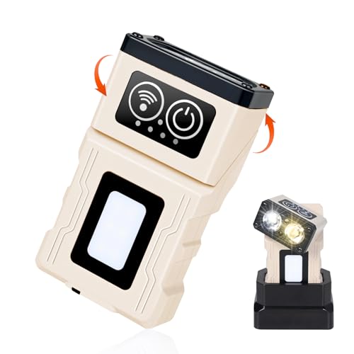 UltraFire Kleine Taschen Taschenlampe mit Ladestation, 180 Grad Drehkopf Mini LED Taschenlampe, USB Wiederaufladbar, 500 Lumen, 10 Modi, Magnetisch, Hutclip, Scheinwerferband