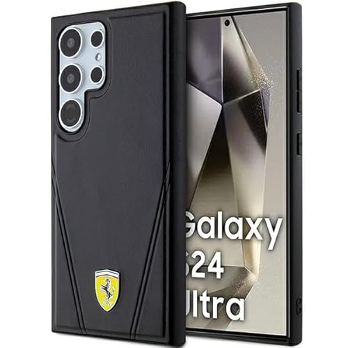 CG Mobile Ferrari FEHMS24LP3BAK Hülle Für S24 Ultra S928 Schwarz hardcase Hot Stamp V Lines