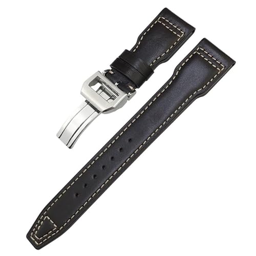 IOTUP Uhrenarmband aus dickem Echtleder, Kalbsleder, 21 mm, 22 mm, für IWC Big Pilot Spitfire IW5009 IW3777, Nieten, Rindsleder, 22 mm, Achat