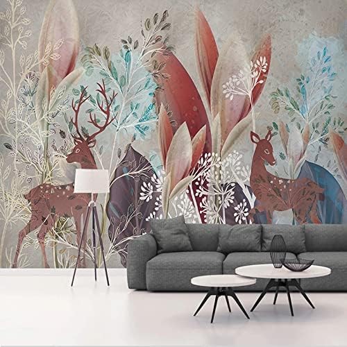 XLMING Pflanze Blatt Elch 3D Tapete Home Dekoration Wohnzimmer Sofa Schlafzimmer Tv Hintergrund Wand-200cm×140cm