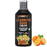 L-Carnitine 6000 Liquid - 1000 ml - Extra hochdosiert mit 6000 mg reinem L-Carnitin pro Tagesportion - Amino Workout Drink - Leckerer Geschmack (Orange Power) - Vegan