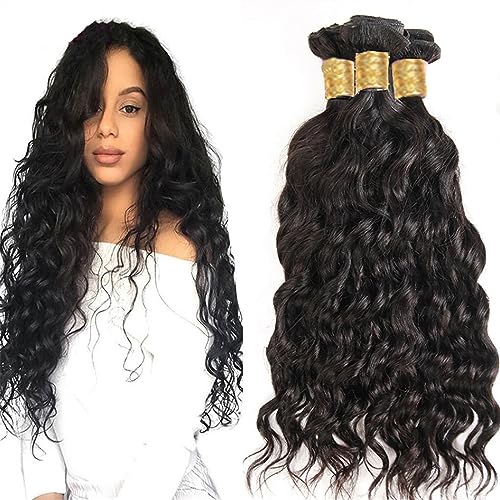 Human Hair Bundles Brasilianisches Haarwebart-Bündel, rohes, natürliches Wellen-Menschenhaar, 3/4-Bündel, 20,3–101,6 cm, Wasser, tiefe Welle, Haarwebart-Verlängerung human hair weave (Size : Remy Hai