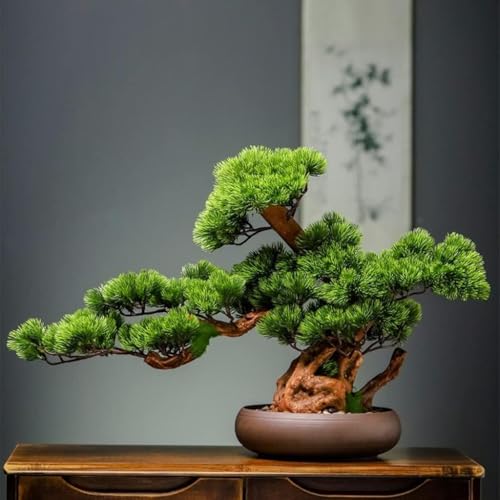 Künstliche Bonsai-Pflanze, Simulation Willkommen, Kiefer, Bonsai, Büro, Grünpflanze, Dekoration, künstlicher Topfbaum für das Wohnzimmer, Büro, Geschäft, Reichtum, Dekoration, künstlicher BO