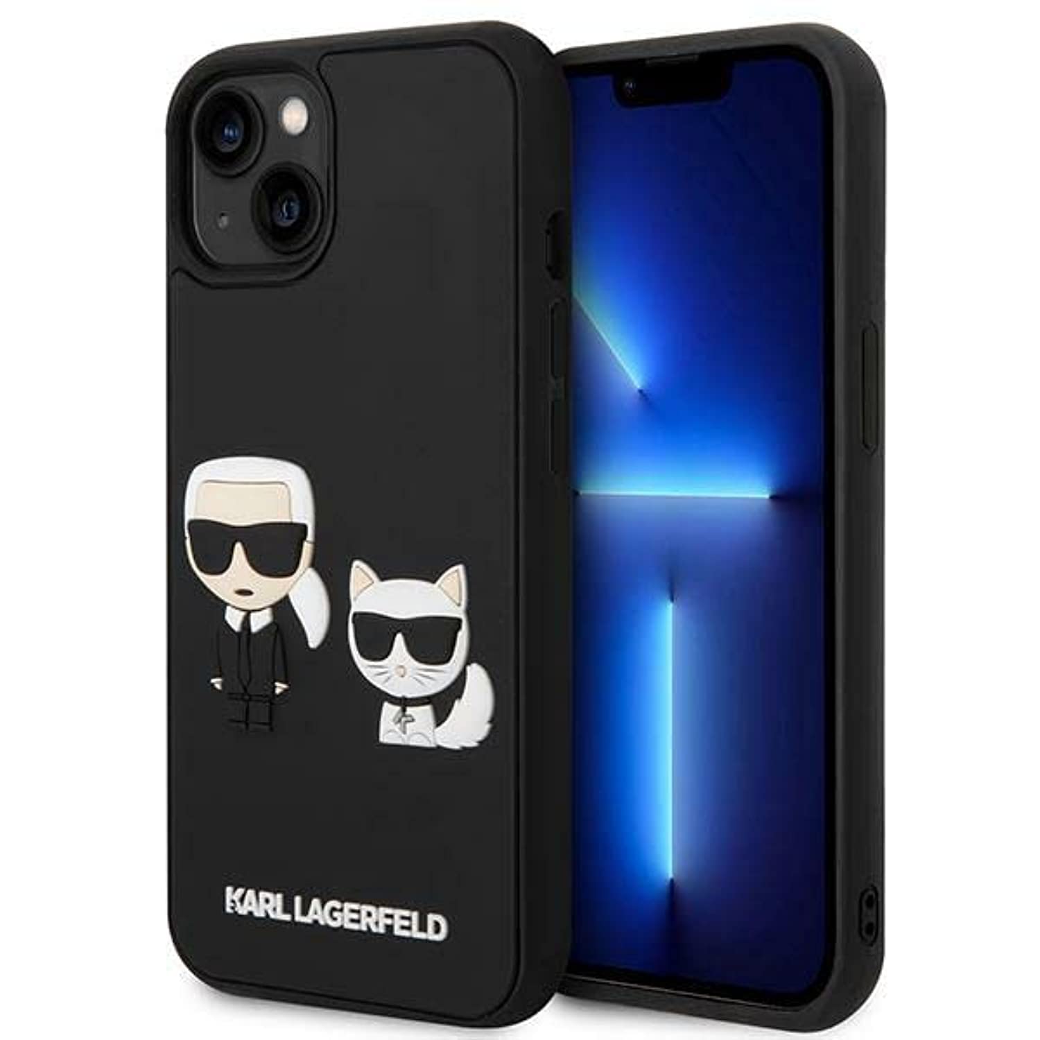 KARL LAGERFELD KLHCP14S3DRKCK hülle für iPhone 14 6,1" schwarz/Black hardcase Karl&Choupette Ikonik 3D