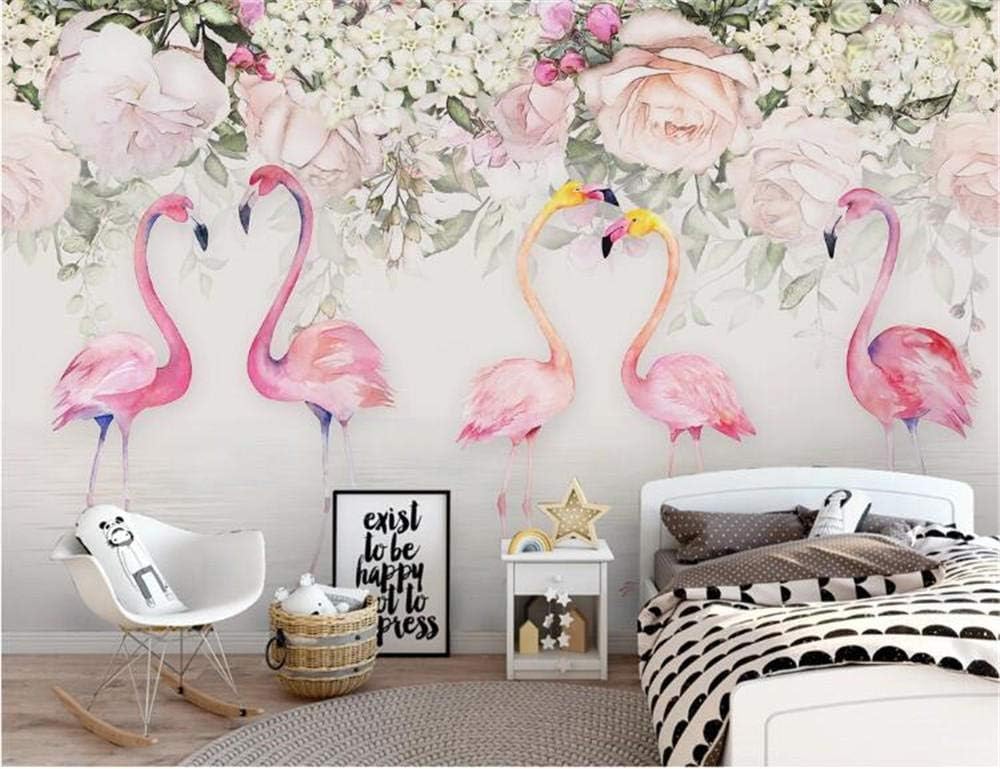 Blumen Tropische Regenwälder Flamingos 3D Tapete Poster Restaurant Schlafzimmer Wohnzimmer Sofa TV Dekorative Wand-300cm×210cm