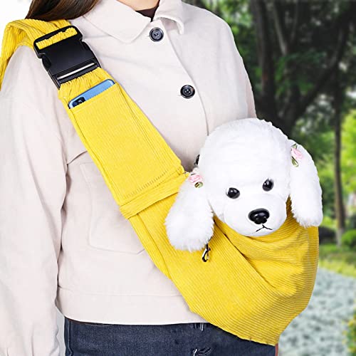 Haustier-Hunde-Tragetasche, freihändiger, atmungsaktiver Haustier-Einzelschulter-Rucksack, Hunde-Reisetasche mit verstellbarem Riemen und Tasche for den Außenbereich, Gelb/91(Color:Yellow)