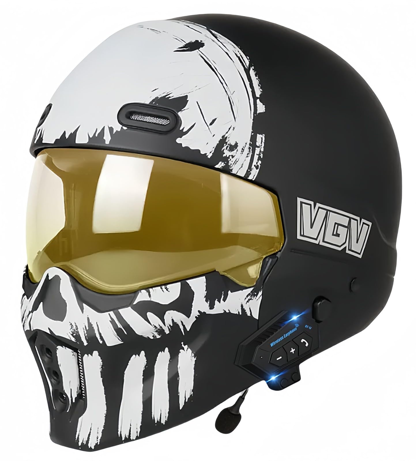 Bluetooth-Retro-Klassiker-Motorradhelm Mit Doppelvisier, 3/4-Open-Face-Helm, DOT-Zugelassener Scooter-Sicherheits-Motorradhelm Für Männer Und Frauen E,L59-60CM