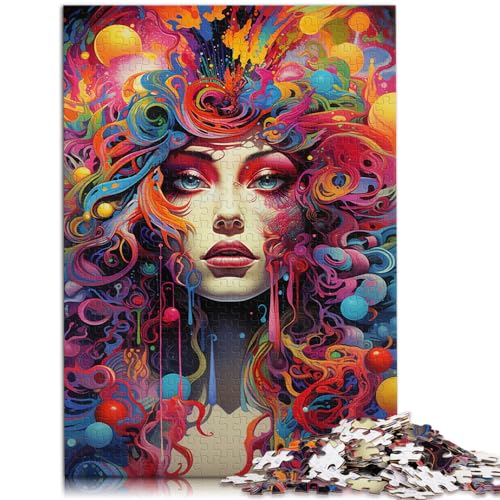 Puzzle-Spiele Buntes psychedelisches Frauen-Puzzle 1000-teiliges Puzzle für Erwachsene Holzpuzzle Interessantes Puzzle zur Stressreduzierung 1000 Teile (50 x 75 cm)