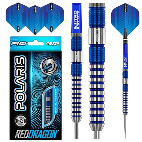 RED DRAGON Polaris: 24 Gram Wolfram Professional Darts Set mit Flights and Nitrotech Shafts (Stems)